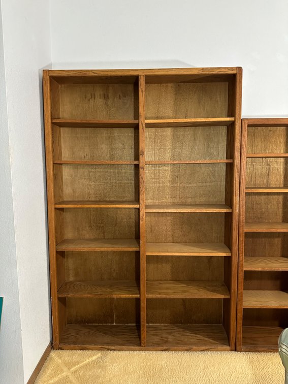 Solid Oak Wood Double Shelving Unit - Approx. 48" x 9" x 72"