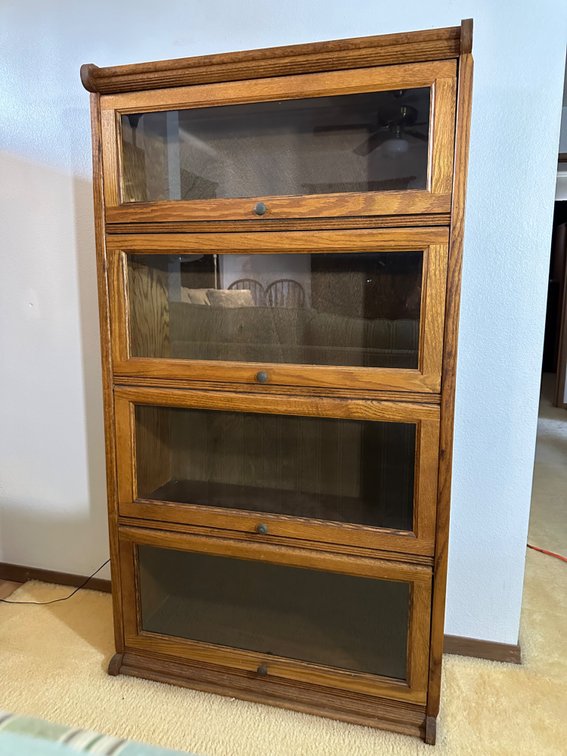 Oak Barrister Bookcase with Glass Doors – Approx. 31.5" x 11" x 56"
