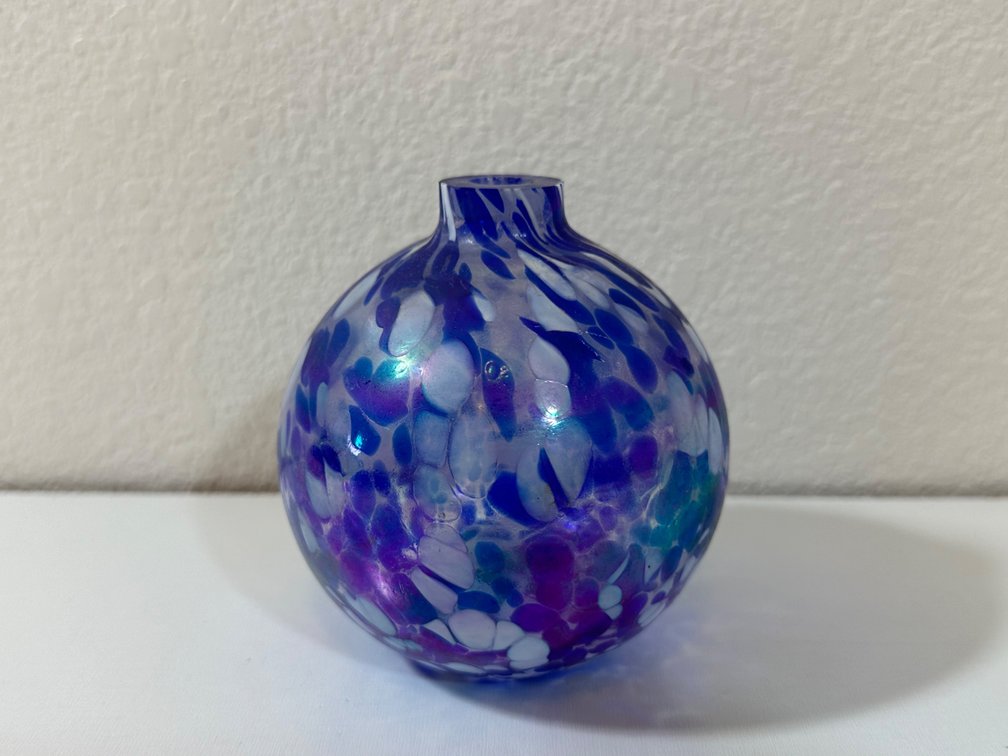 Stunning Mini Blue Glass Vase - Approx. 4" Height