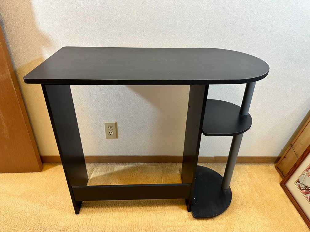 Compact Black Desk with Shelving – Perfect for Small Spaces (Approx. 31.5" x 15.5" x 28.5")