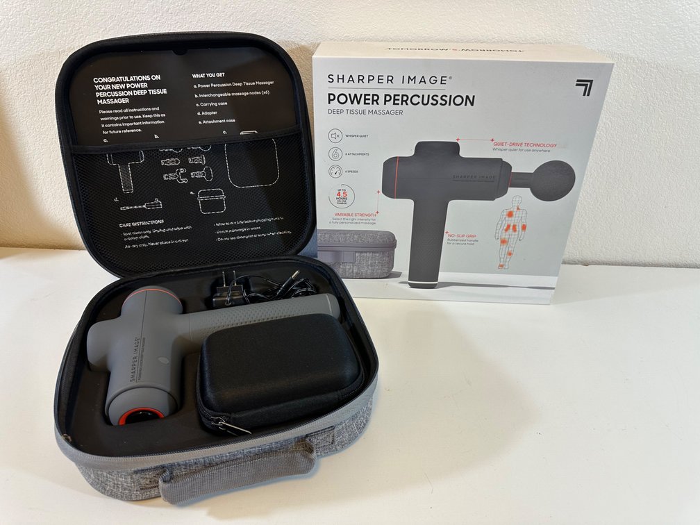 Sharper Image Power Percussion Deep Tissue Massager with Attachments – Self-Care Essential