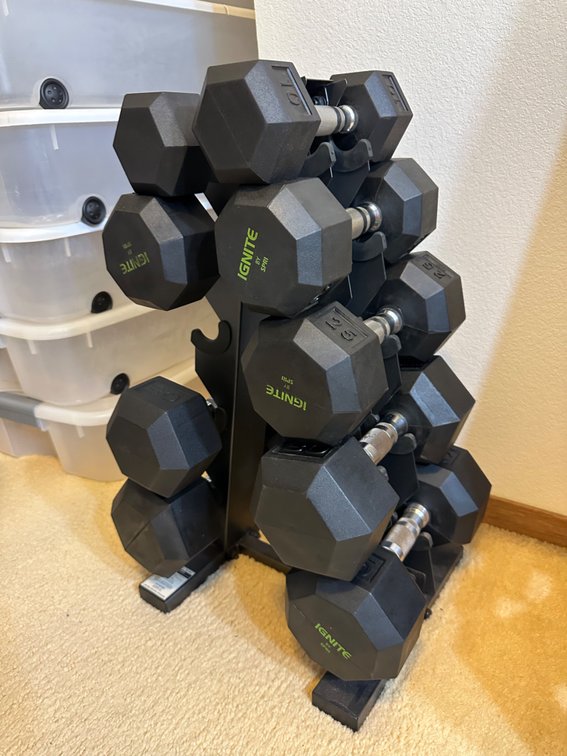 Ignite by SPRI Dumbbell Set with Rack – 10lb to 35lb