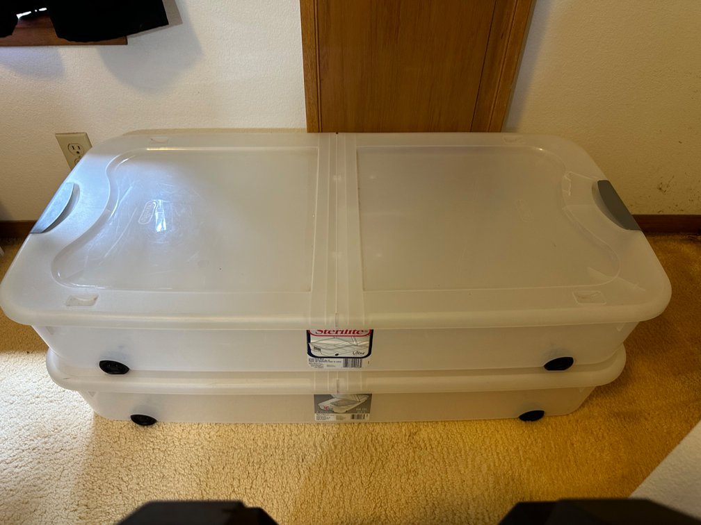 (X's 2) Pair of Sterilite Underbed Storage Bins with Wheels - 66 Qt Capacity