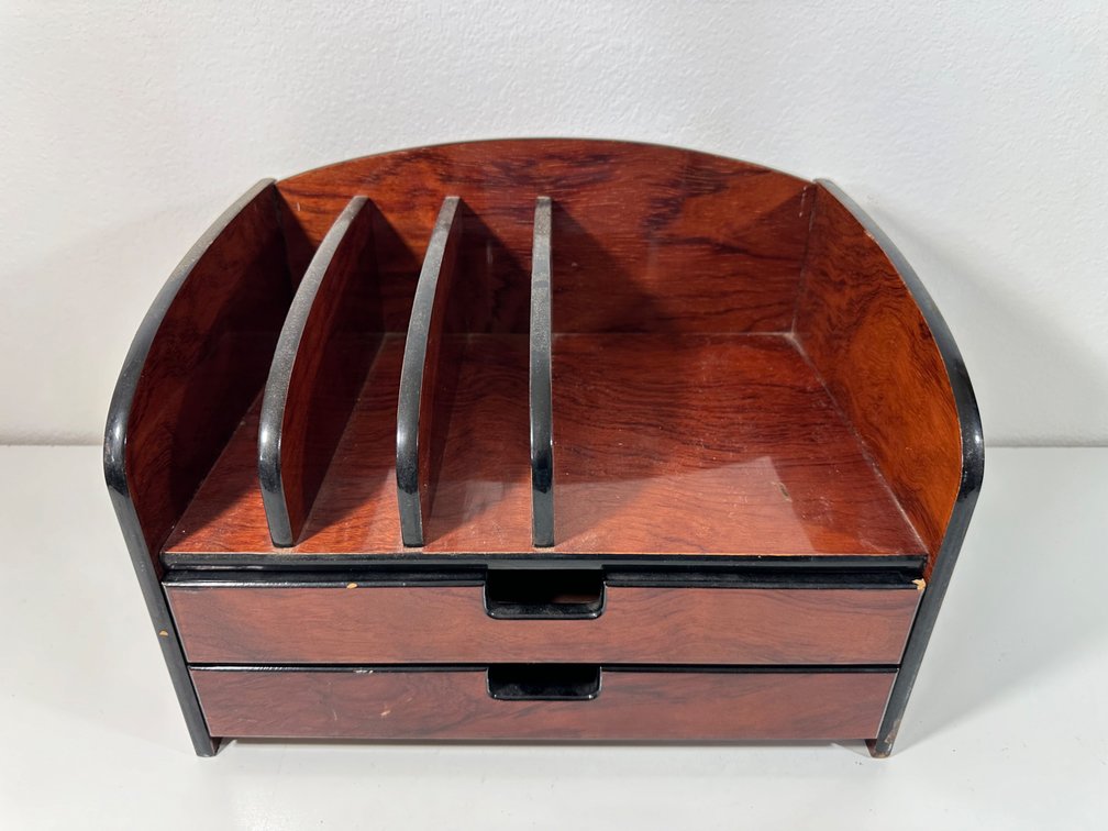 Wooden Desk Organizer with Two Drawers - Great for Office Organization