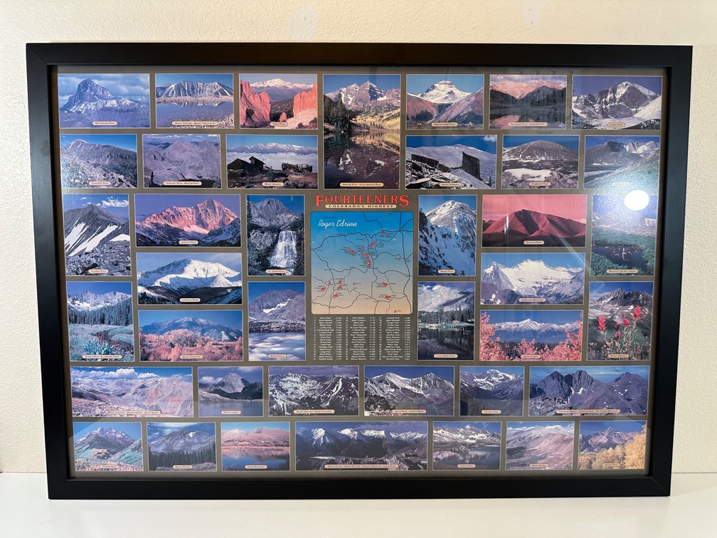 Framed Colorado Fourteeners Mountain Peaks Collage – Custom Frame by Kauai Frame 