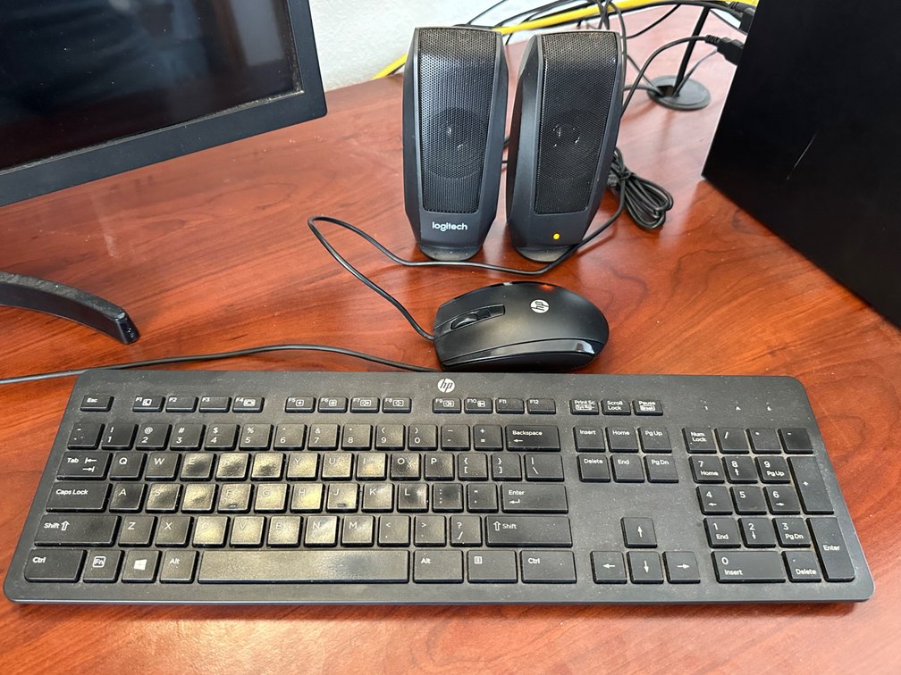 HP Keyboard, Mouse, and Logitech Speakers Set – Essential Office Accessories