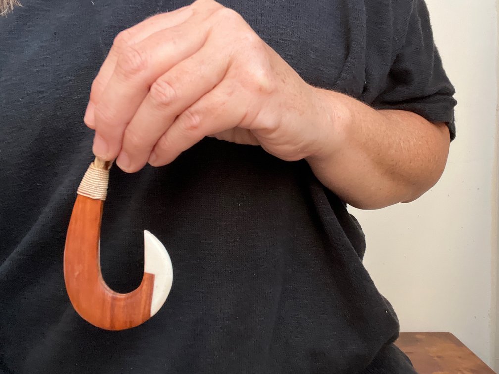 Hawaiian Koa Wood Fishhook Necklace