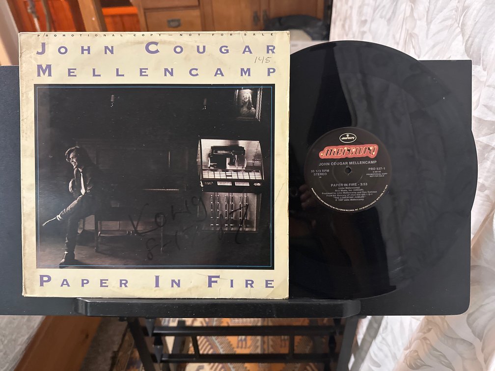 John Cougar Mellencamp single promotional album paper and fire