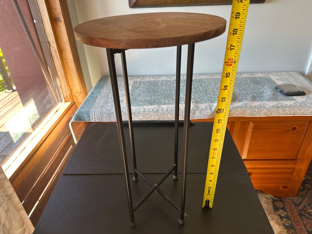 Wood and metal plant stand