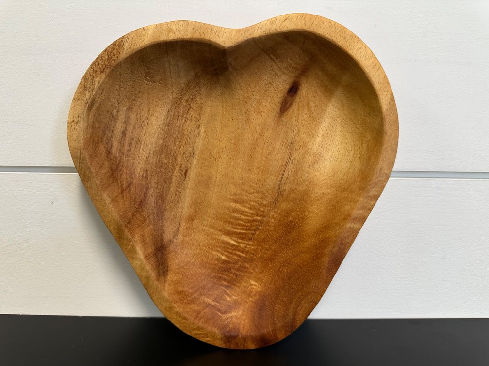 Handcrafted Koa Wood Heart Tray by Mark Hubbard – 8" x 8"
