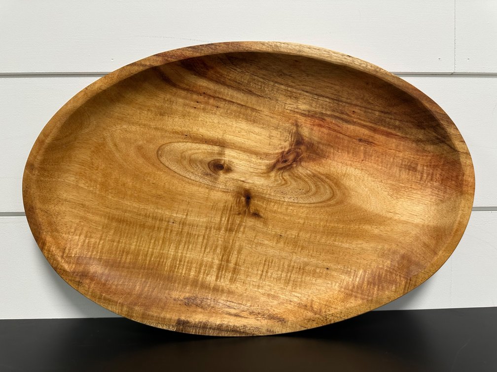 Handcrafted Koa Wood Oval Tray by Mark Hubbard – 17" x 11"
