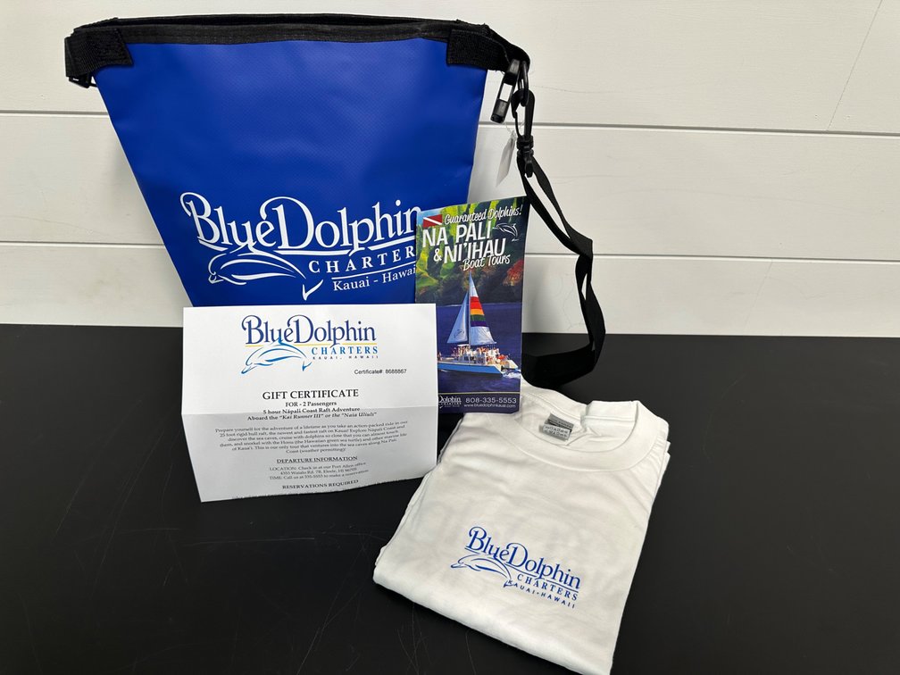 Napali Coast Raft Adventure for Two with Blue Dolphin Charters – Gift Set Included
