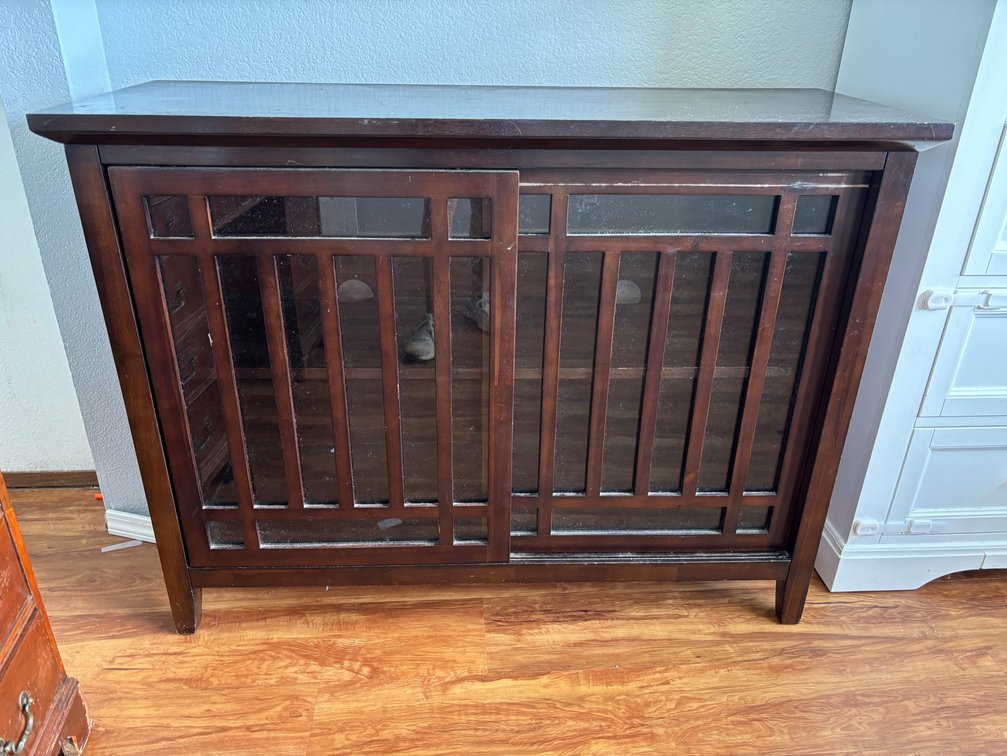 Wooden Mission Style Sliding Door Media Cabinet 