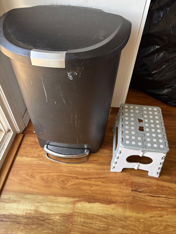 SimpleHuman Trash Can and Collapsible Foot Stool