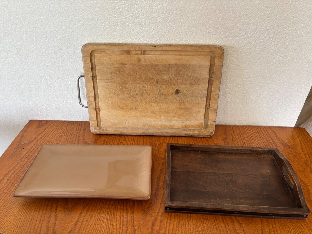 Platters and Wooden Cutting Board