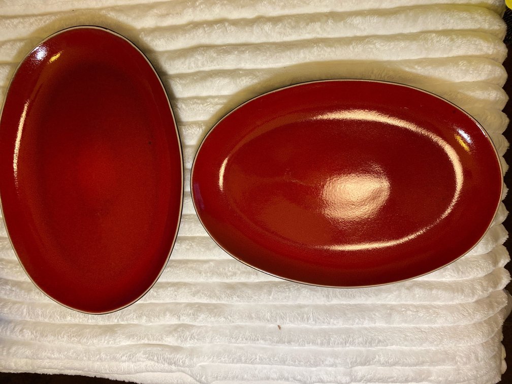 x2 Pier 1 Red Reactive Serving Platters