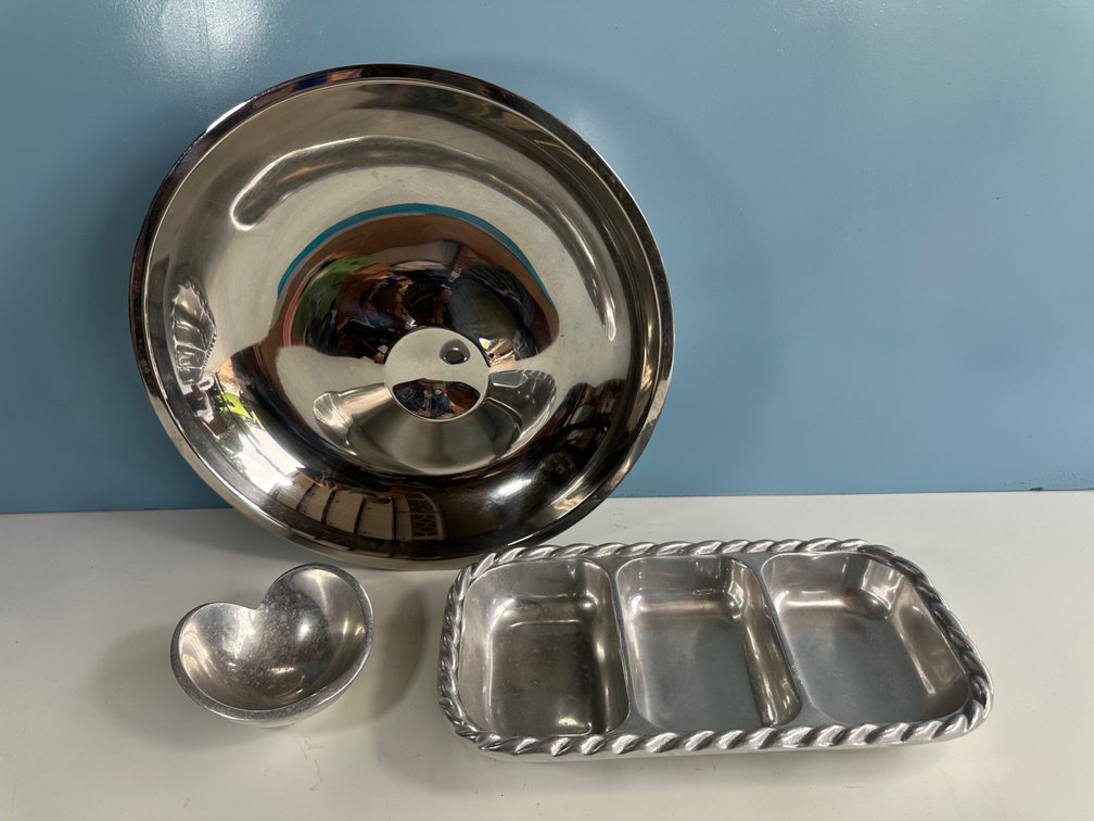 Set of Stylish Metal Serving Ware – Hotel Collection, Nambe, Mariposa