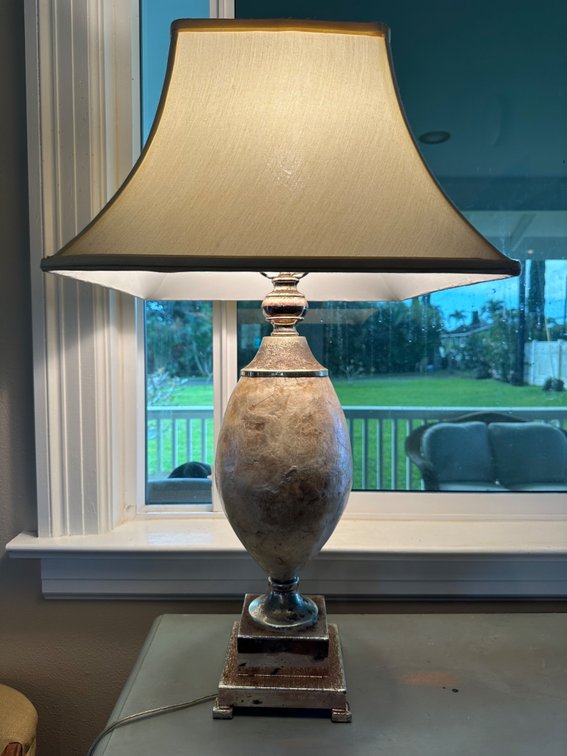 Neutral-Toned Table Lamp – Approx. 30" Tall – Timeless Elegance with Rustic Charm