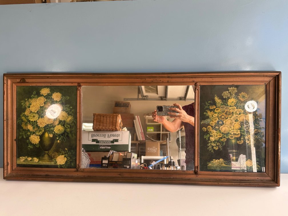 Unique Floral Wall Mirror – Statement Piece for Home Décor - Approx. 38" x 15" 