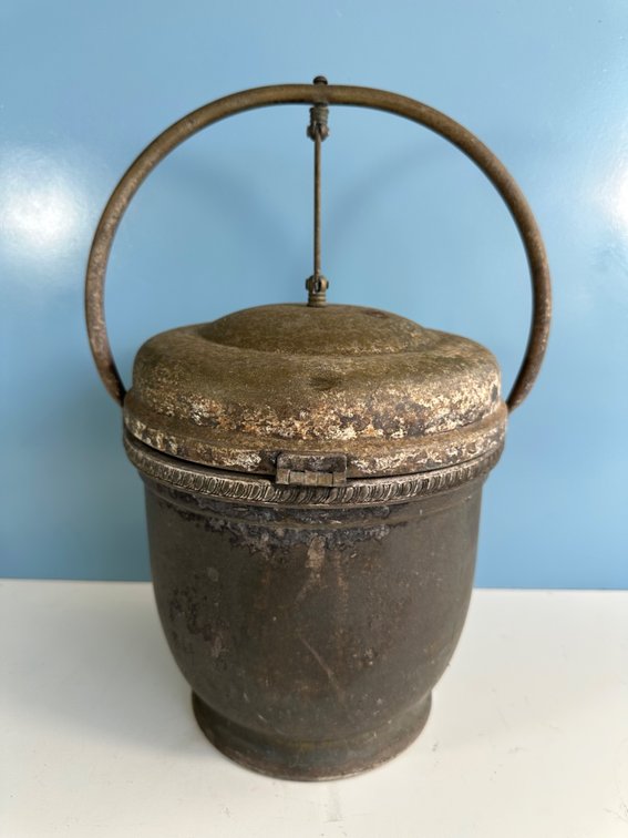 Vintage Metal Ice Bucket with Handle 