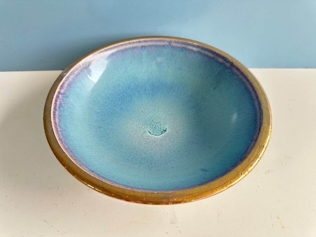 Handmade Bowl – Stunning Blue Glaze with Artist Signature