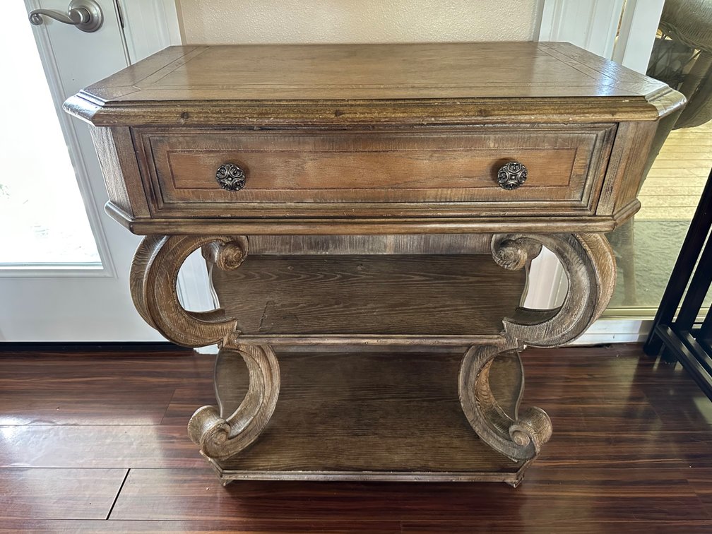 Hooker Furniture Side Table with Drawer, Shelves and Built-In Electrical Outlets