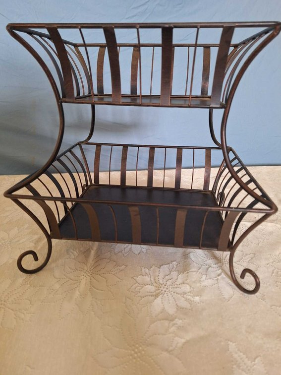 Two Tiered Wrought Iron Basket