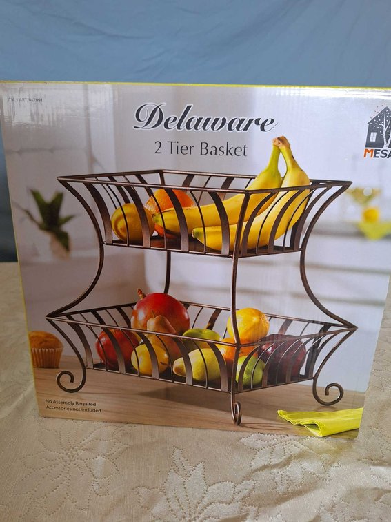 Two Tiered Wrought Iron Basket