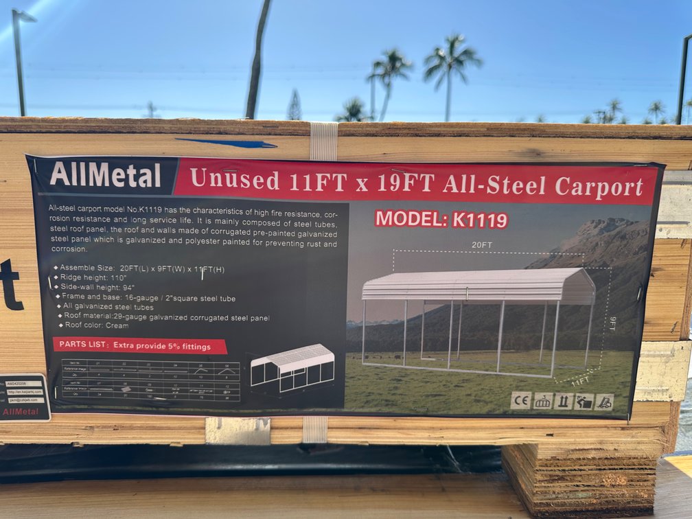 Allmetal Brand 11ft X 19ft All-Steel Carport 