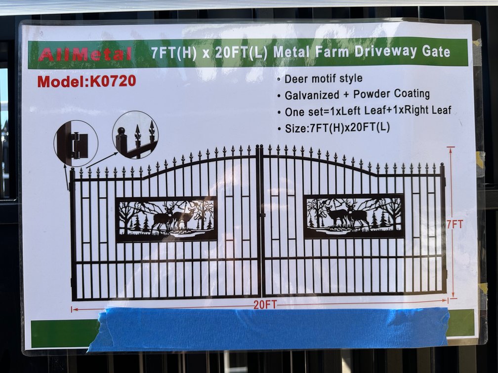 Allmetal Brand 7ft X 20ft Metal Farm Driveway Gate 