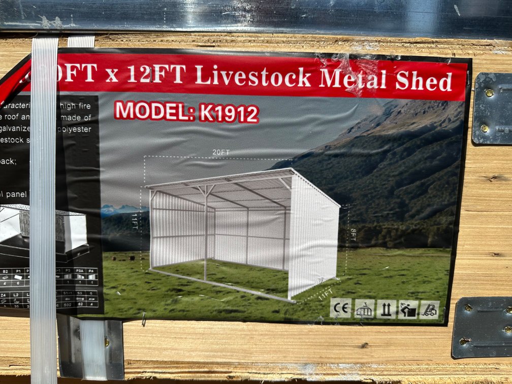 Allmetal Brand 20ft X 12ft Livestock Metal Shed 