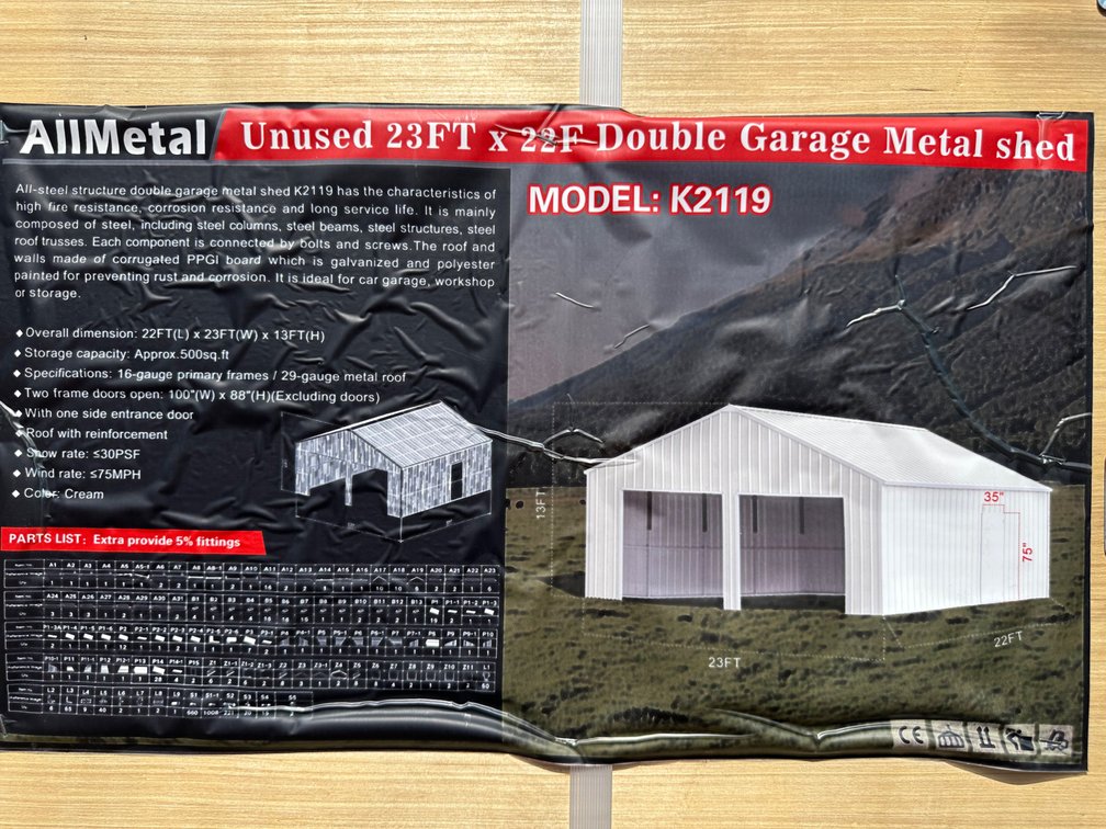 Allmetal Brand 23ft X 22ft Double Garage Metal Shed 