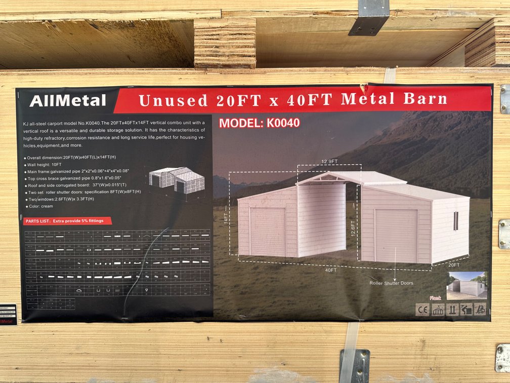 Allmetal Brand 20ft X 40ft Metal Barn 