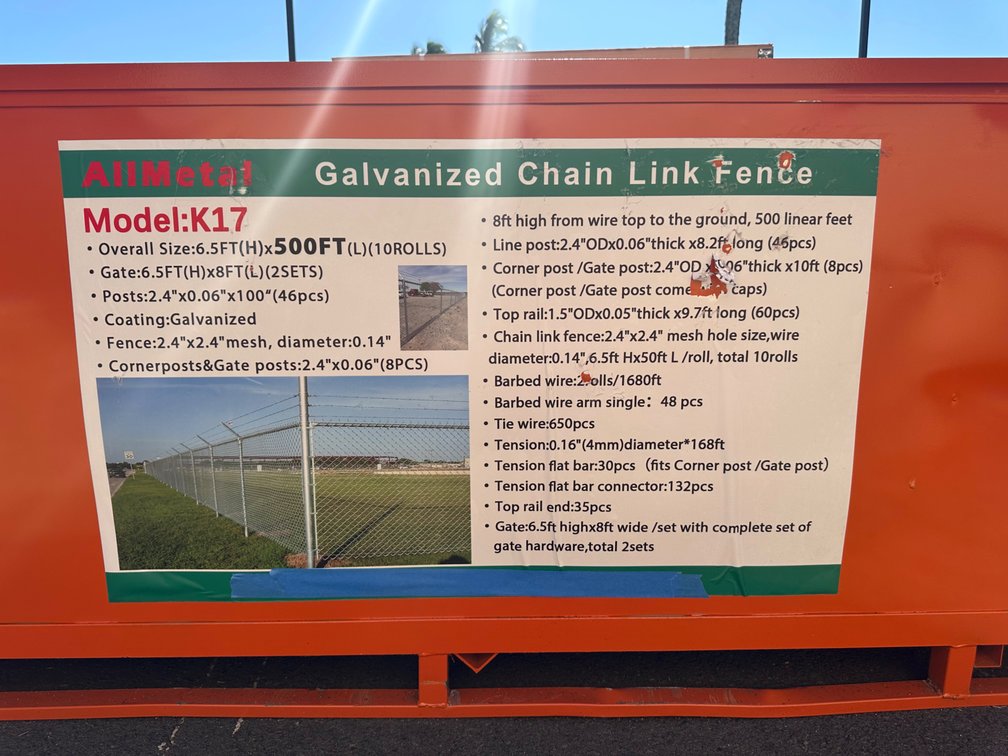 Allmetal Brand 6.5ft X 500ft Galvanized Chain Link Fence 
