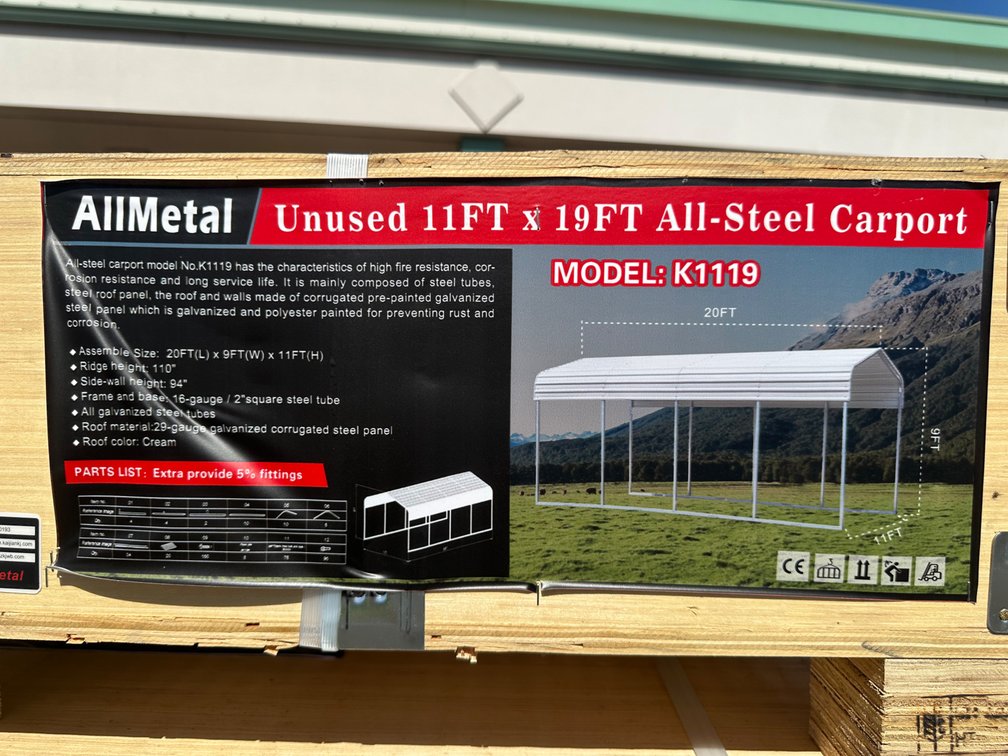 Allmetal Brand 11ft X 19ft All-Steel Carport 