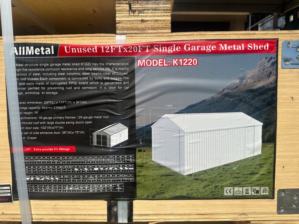 Allmetal Brand 12ft X 20ft Single Garage Metal Shed 