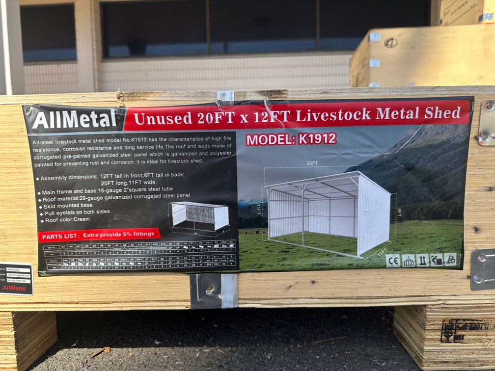 Allmetal Brand 20ft X 12ft Livestock Metal Shed 