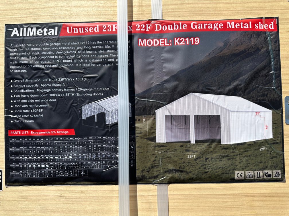 Allmetal Brand 23ft X 22ft Double Garage Metal Shed
