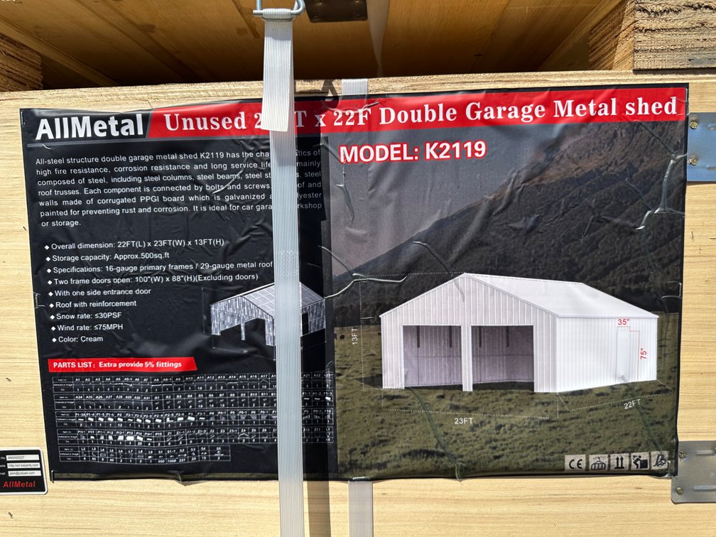 Allmetal Brand 23ft X 22ft Double Garage Metal Shed 
