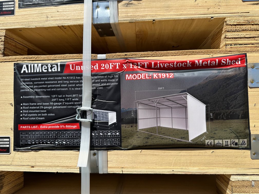 Allmetal Brand 20ft X 12ft Livestock Metal Shed 