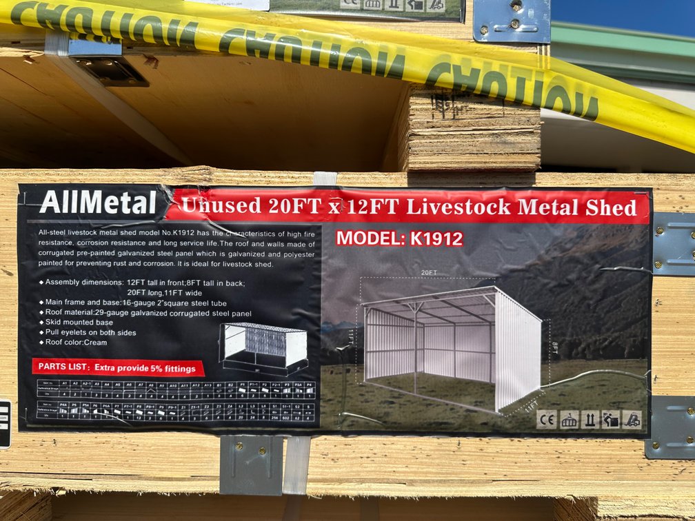 Allmetal Brand 20ft X 12ft Livestock Metal Shed 