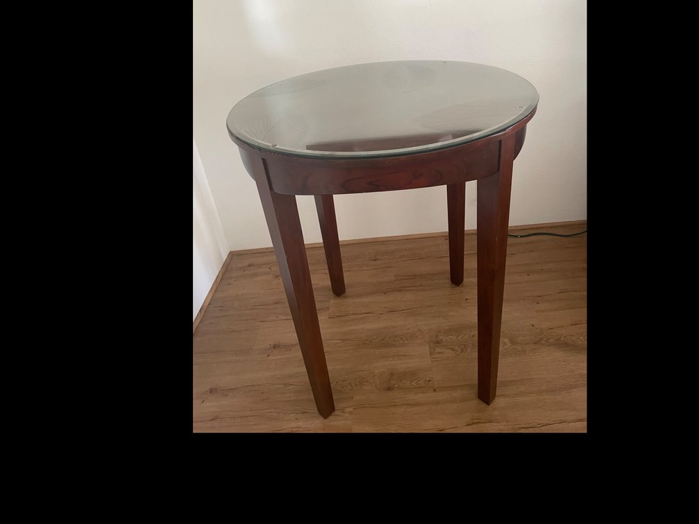 Round wood leaf press side table