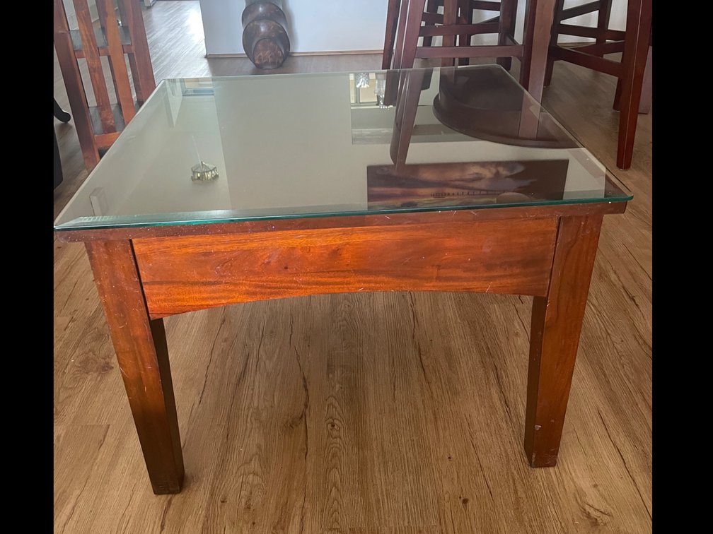 Wooden glass top side table