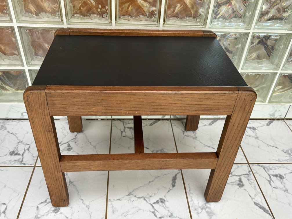 Wood Side Table with Leather Like Top