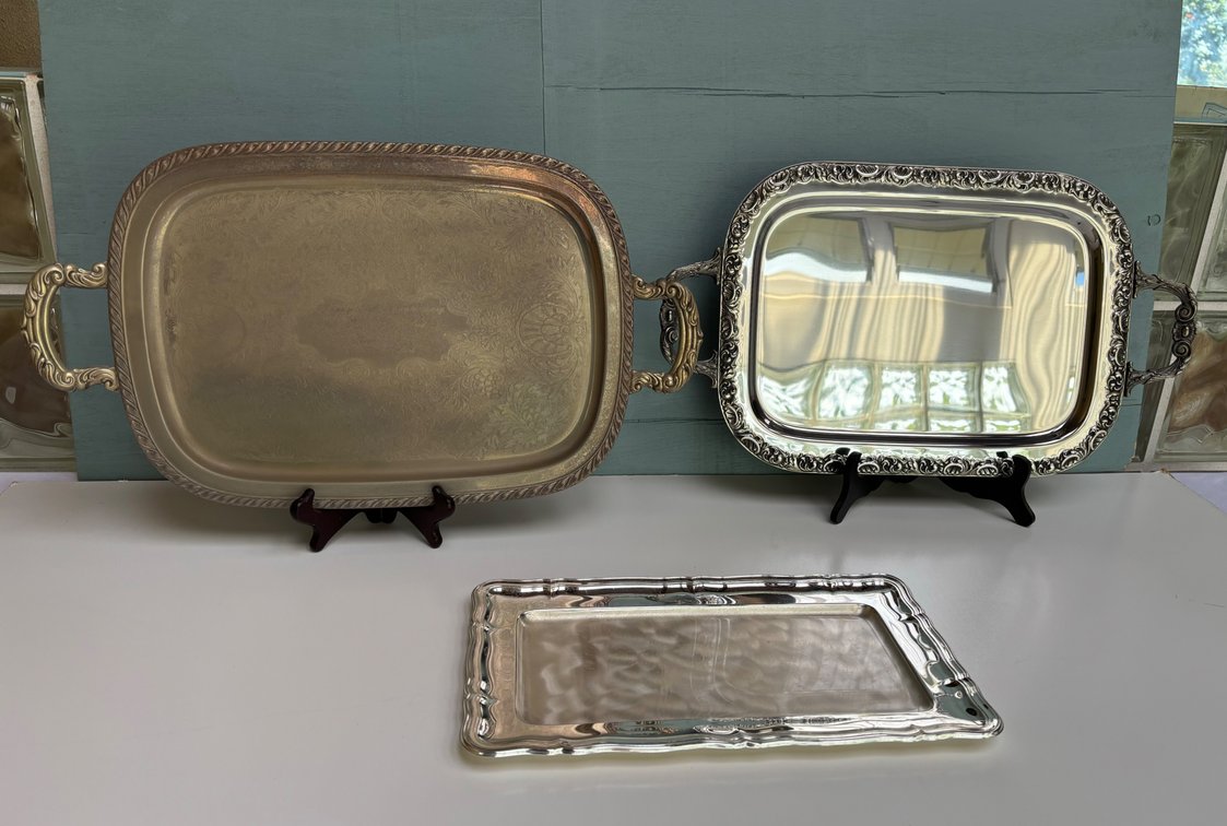 3 Silver Serving Trays