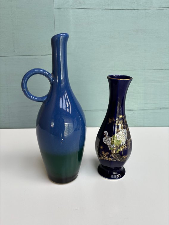 2 Unique Blue Vases