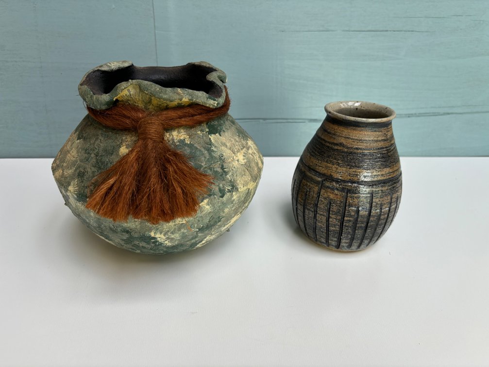 (X's 2) Hand Crafted Ceramic Pottery Jars