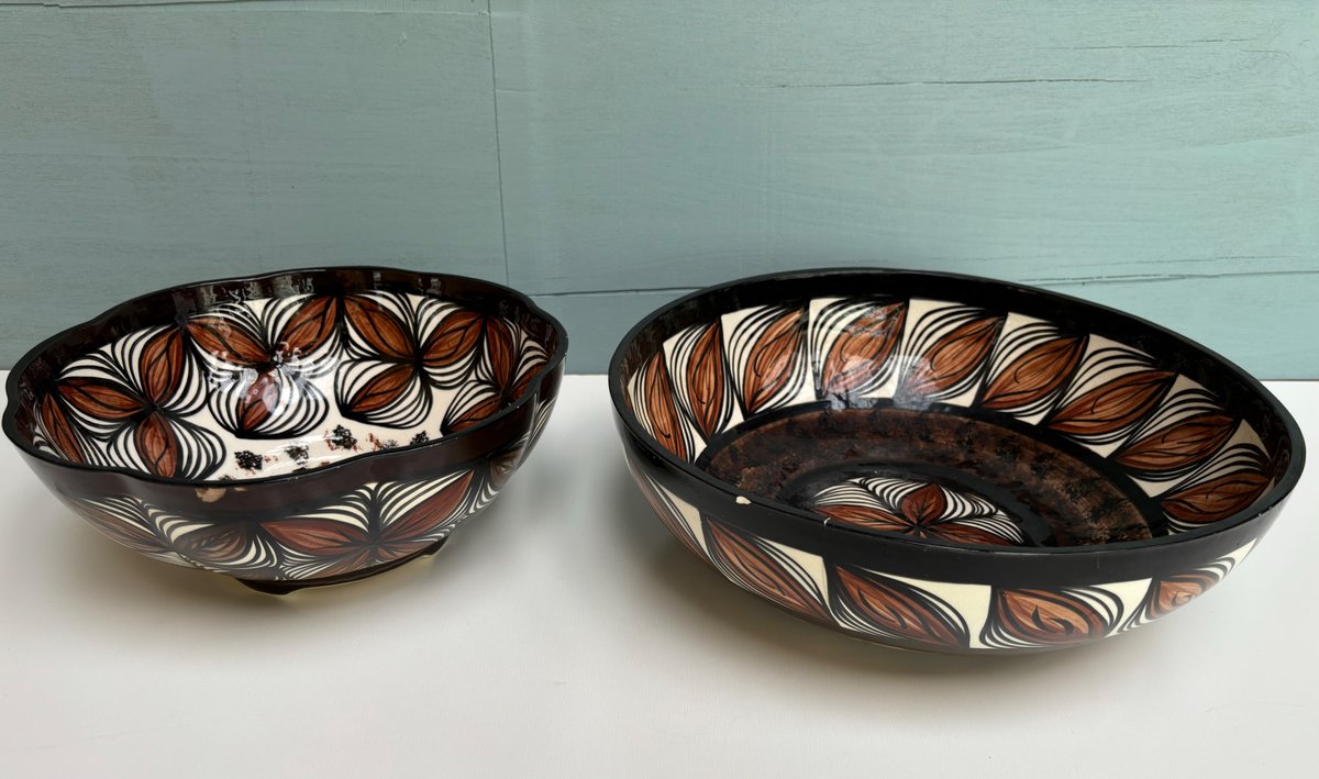 2 Hand Painted Pottery Bowls 'Tapa' by Chi Hawaii