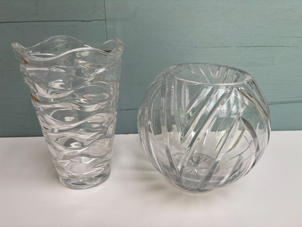 2 Patterned Crystal Vases