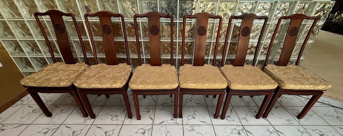 (X’s 6) Antique Rosewood Chairs with Cushions 